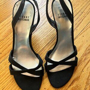 Stuart Weitzman Black fabric dress sandal size 6
